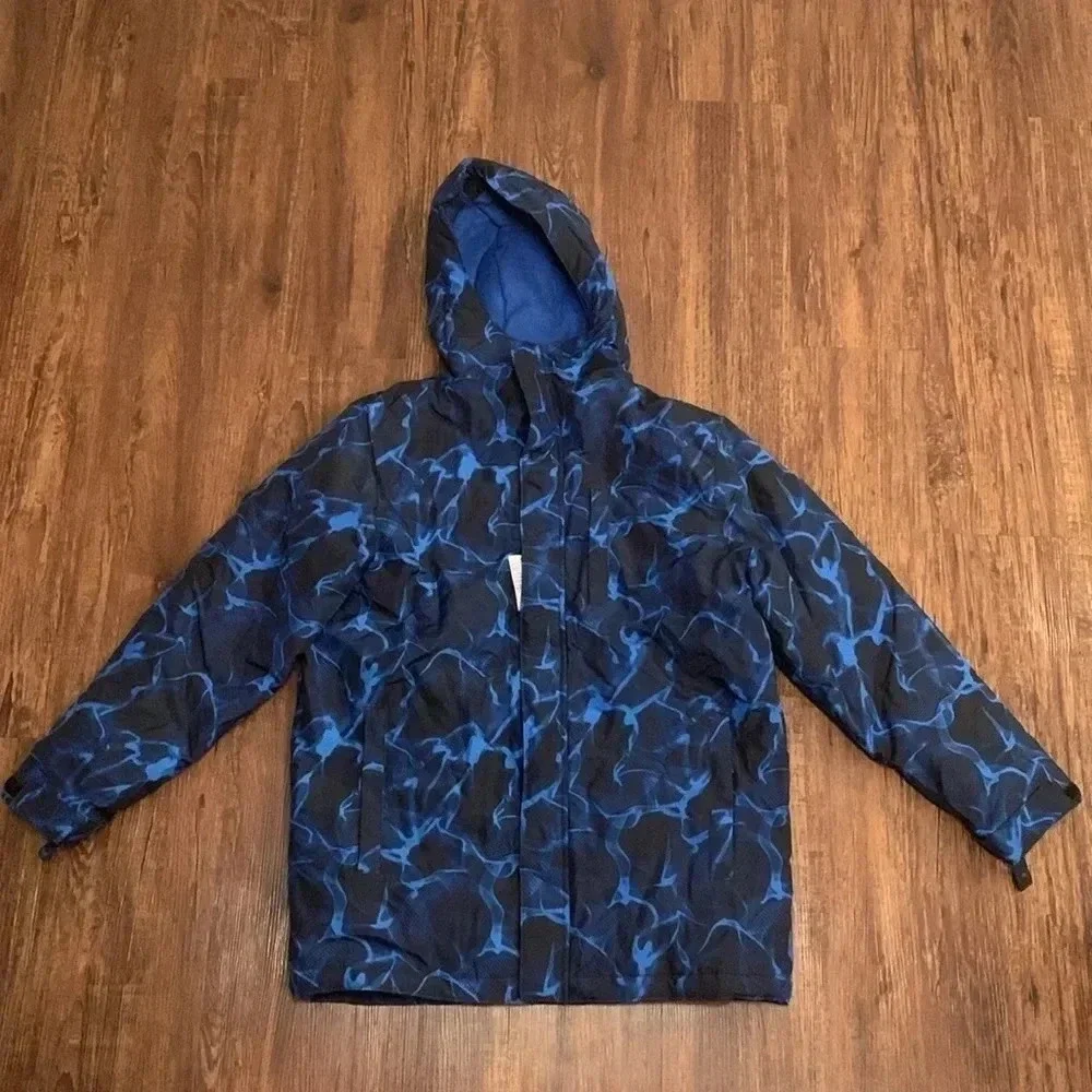 The Children’s Place Boys Insulated Jacket Attached Hood XL Blue Camo